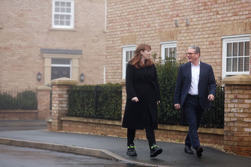 Angela Rayner and Keir Starmer visit construction site