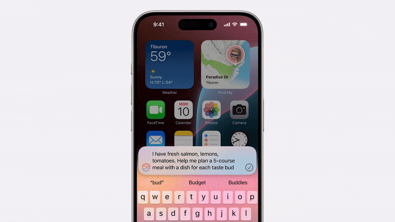 animated gif showing ChatGPT running within the Siri window in iOS 18 on an iPhone