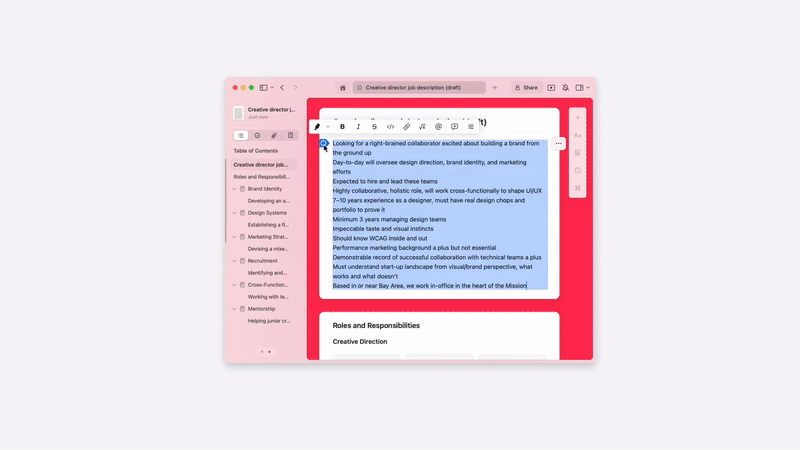 animated gif showing new writing tools features in macos