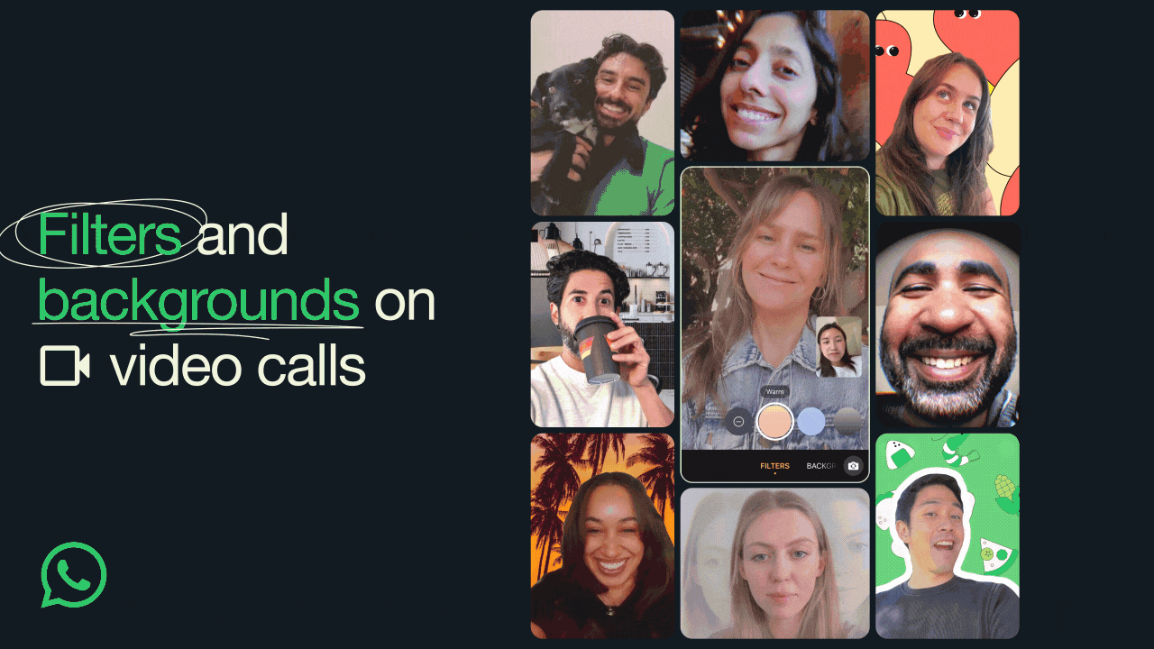 animated GIF showing the filters and stickers in video calls