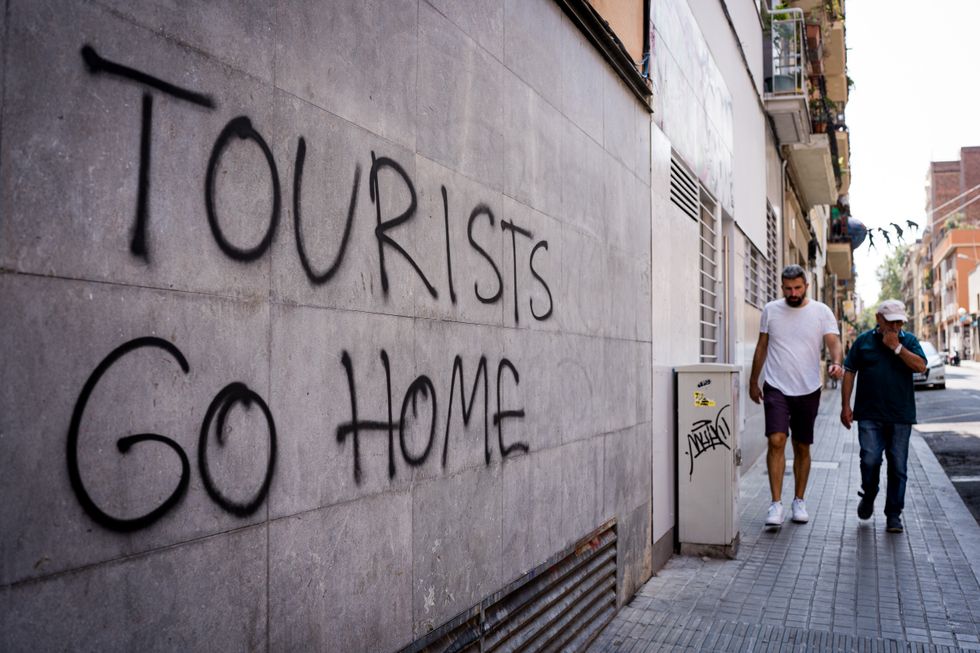 Anti-tourism sign in Barcelona