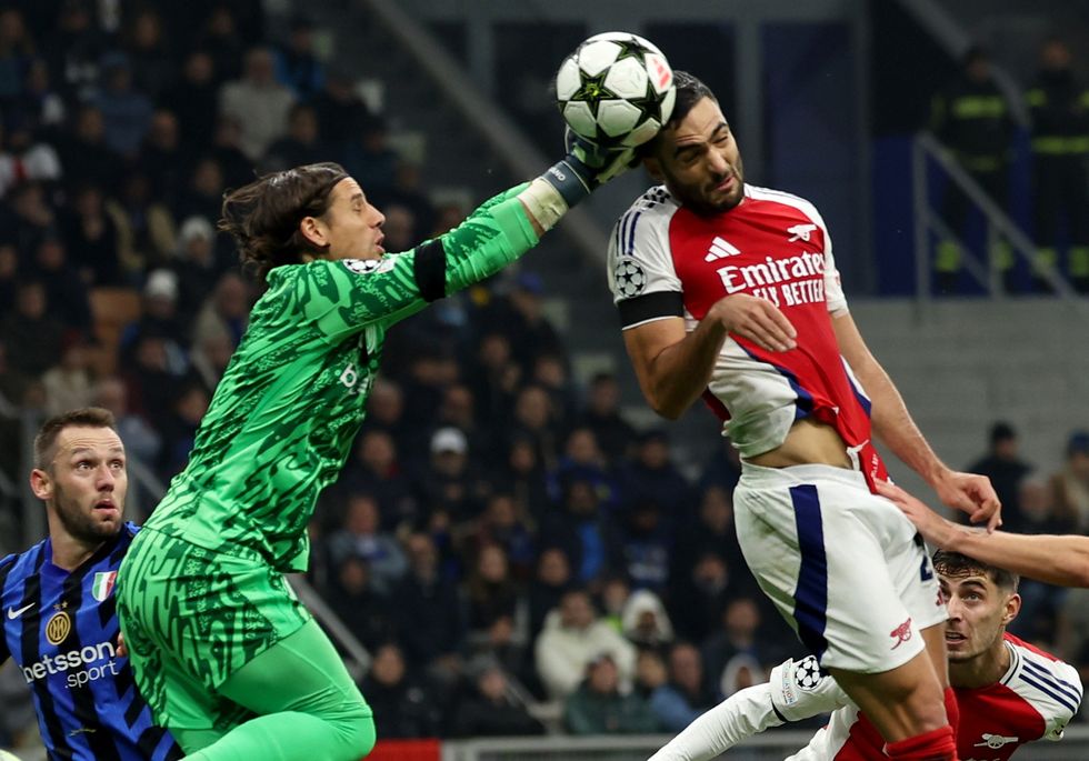 Arsenal fans felt they should have had a penalty when Yann Sommer appeared to punch Mikel Merino in the head