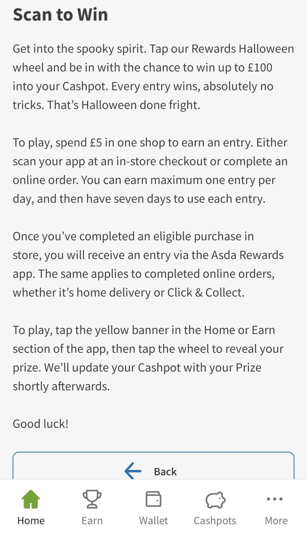 Asda Rewards Scan to Win rules