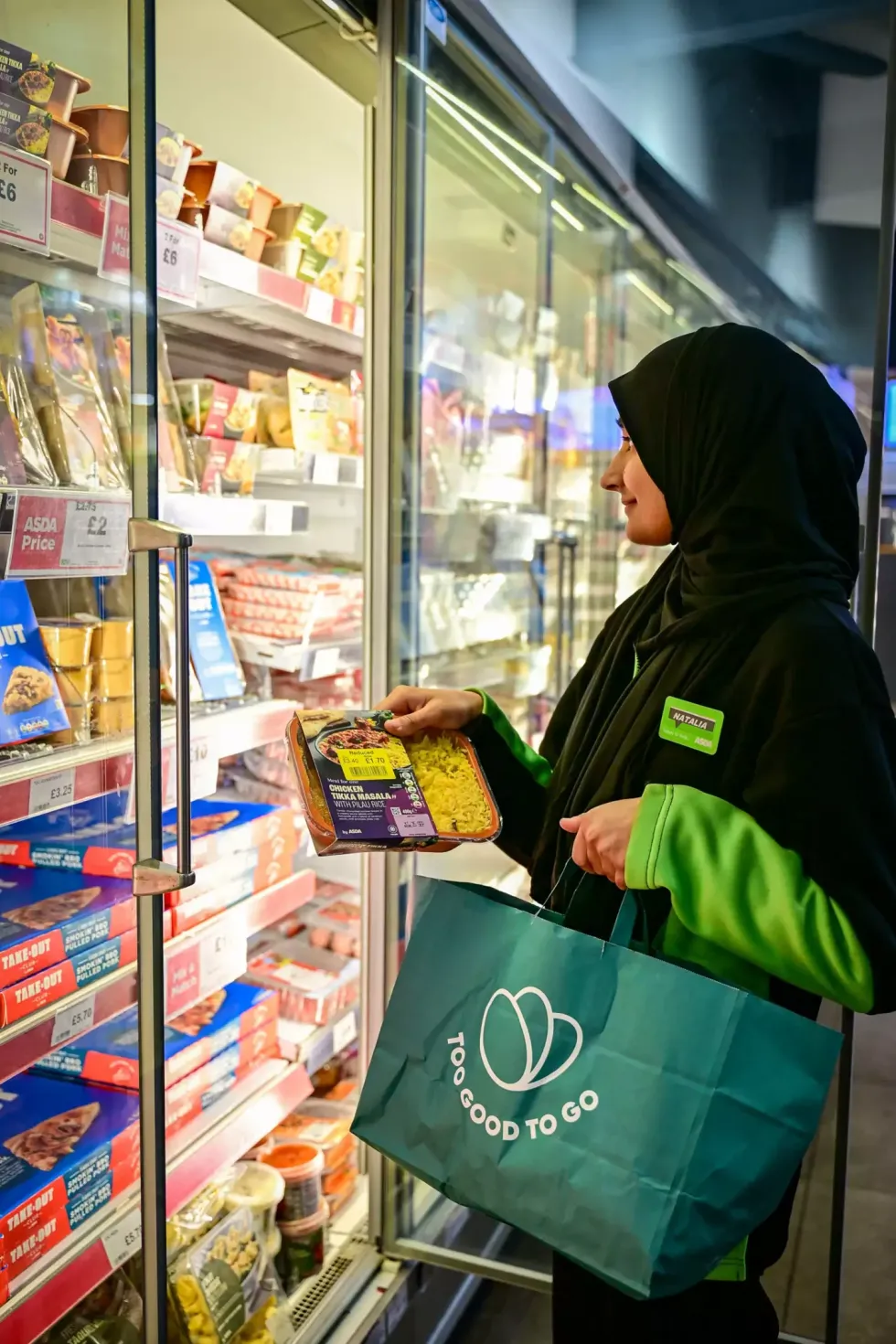 Asda worker shopping