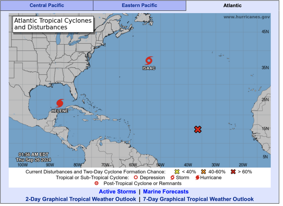 Atlantic tropical cyclones and disturbances