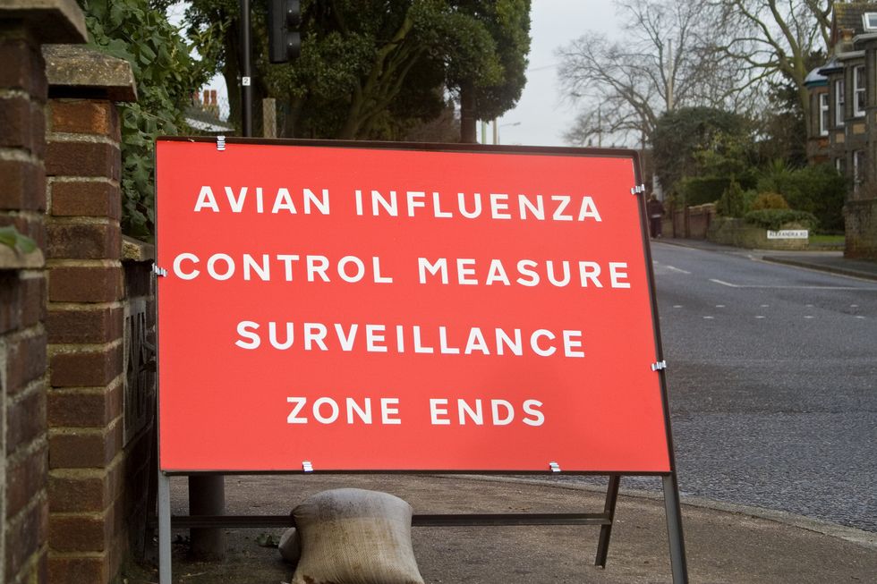 Avian influenza control measure surveillance zone ends sign