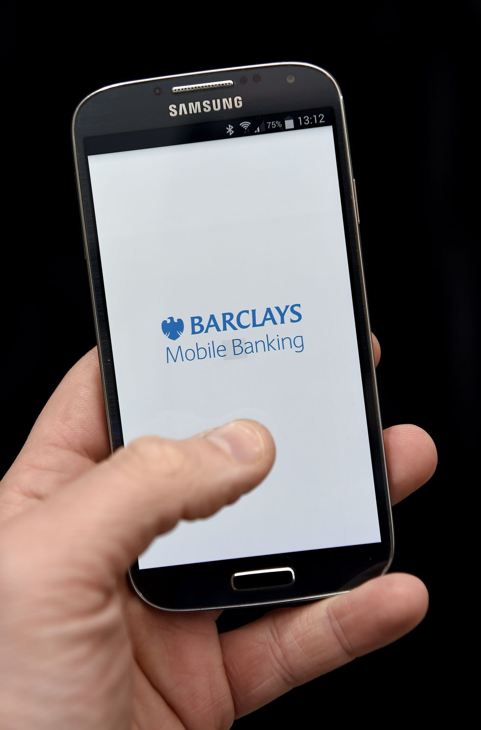 Barclays bank mobile banking logo on phone