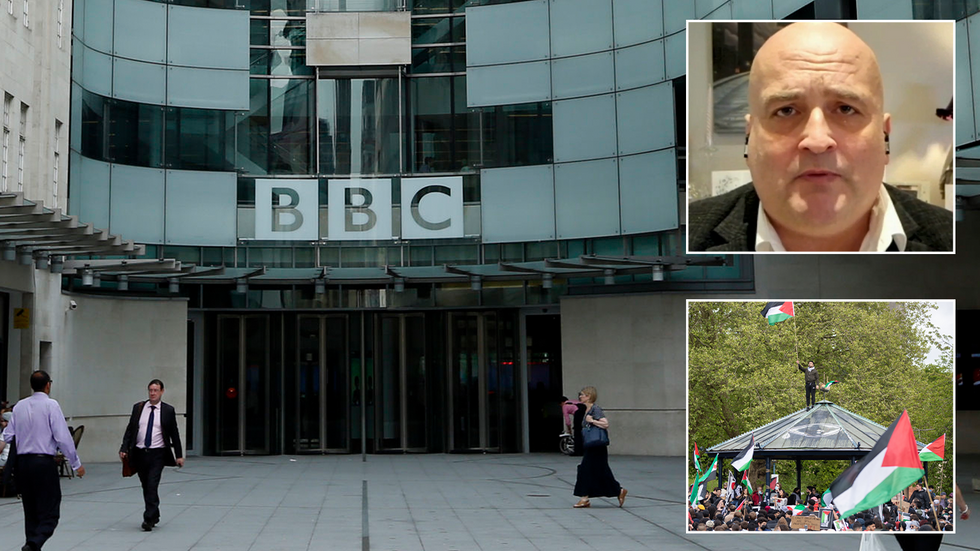 BBC HQ, Danny Kelly and a pro-Palestine demonstration