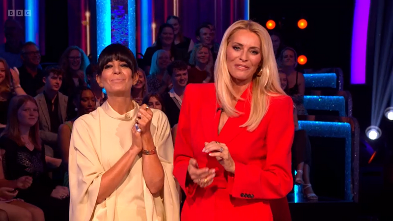 Claudia winkleman red dress strictly hotsell