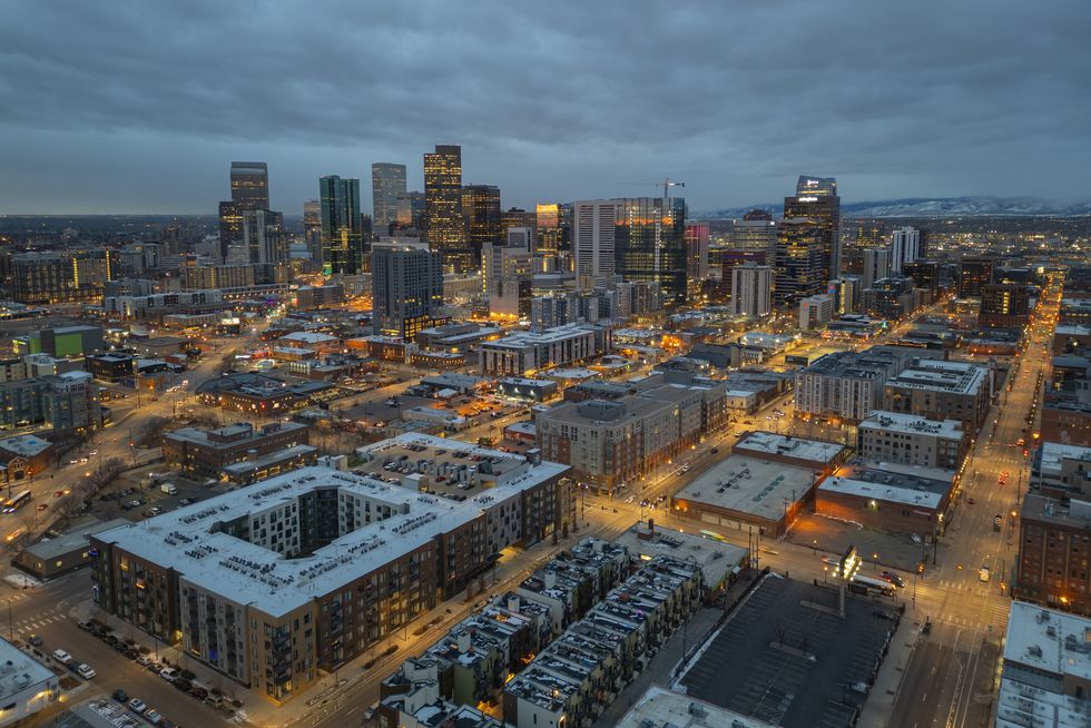 Beautiful Downtown Skyline in Denver, Colorado at Night