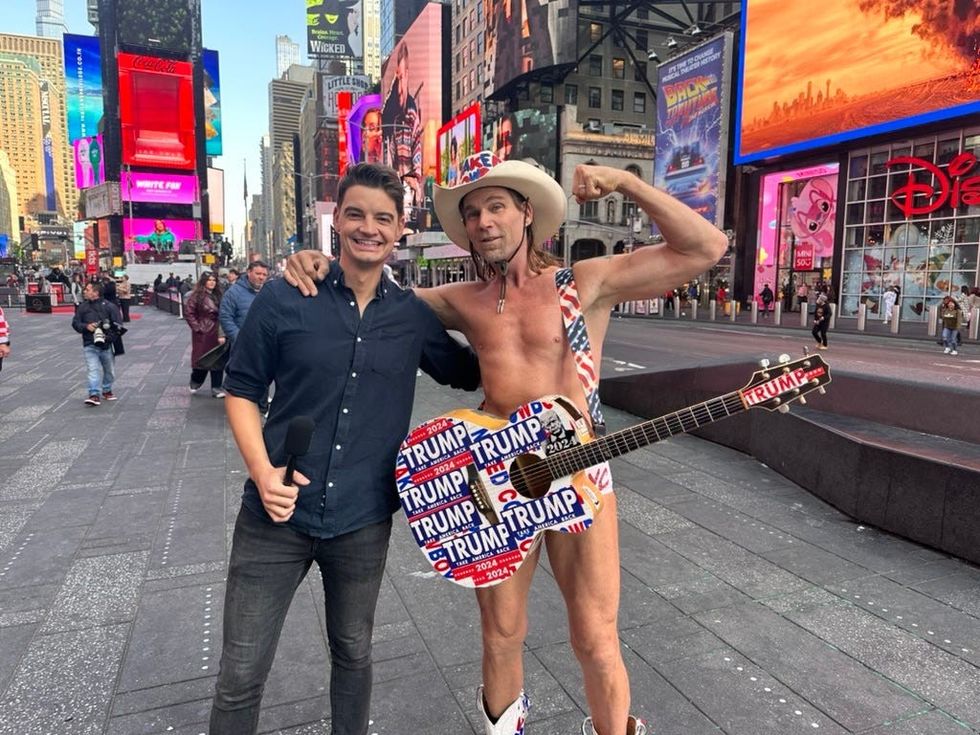 Ben Leo with Trump supporter in Times Square