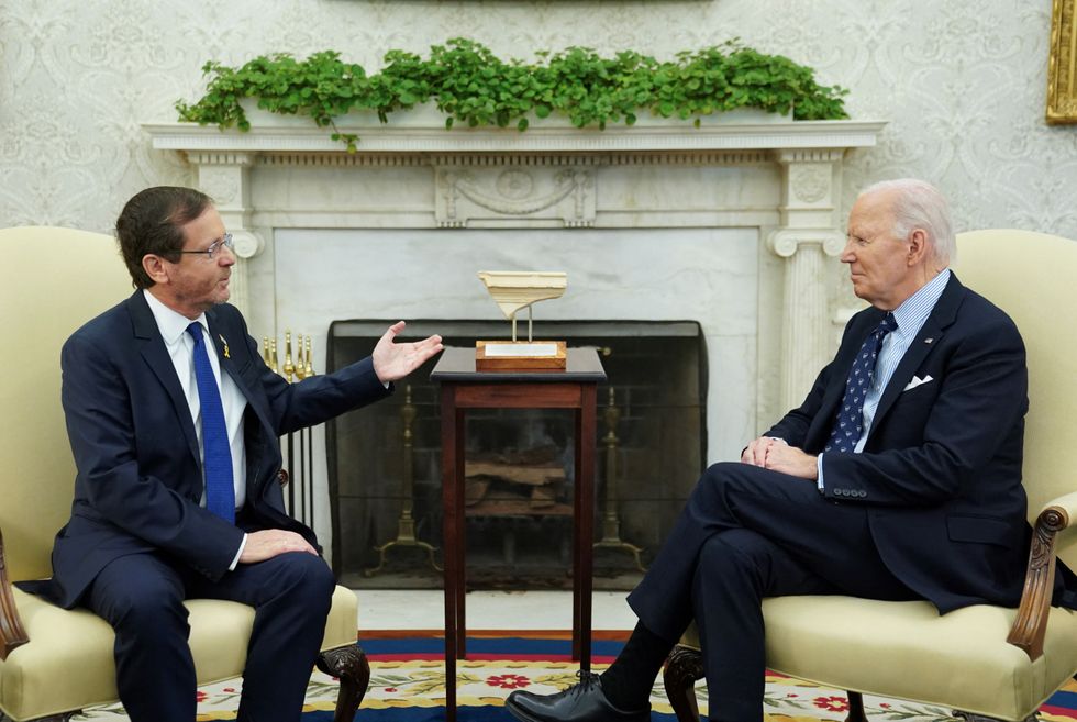 Biden meets Israel President Herzog at the White House in Washington