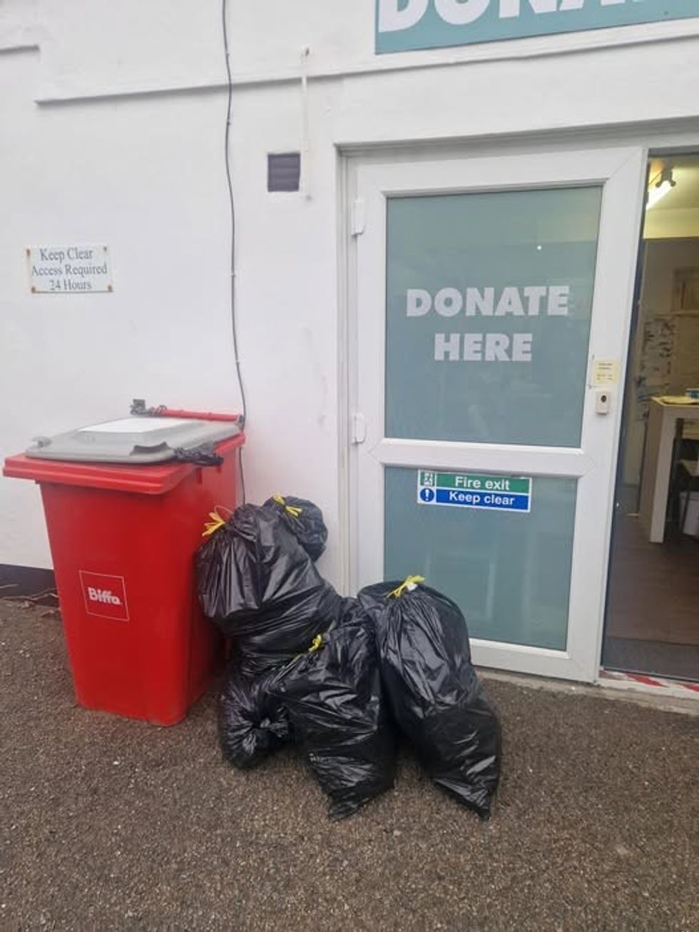 Black bags outside Cornwall Hospice Care