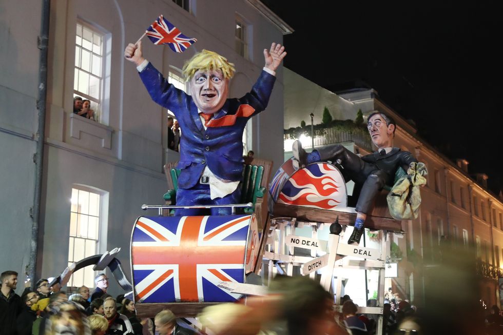 Boris Johnson and Jacob Rees-Mogg effigy in Lewes