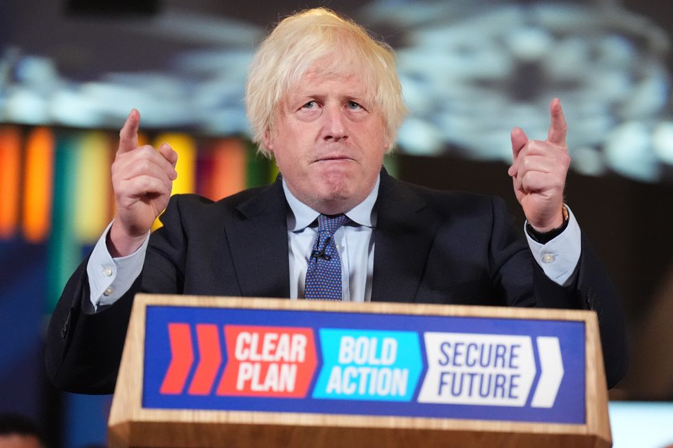 Boris Johnson delivers a speech in central London, while on the General Election campaign trai