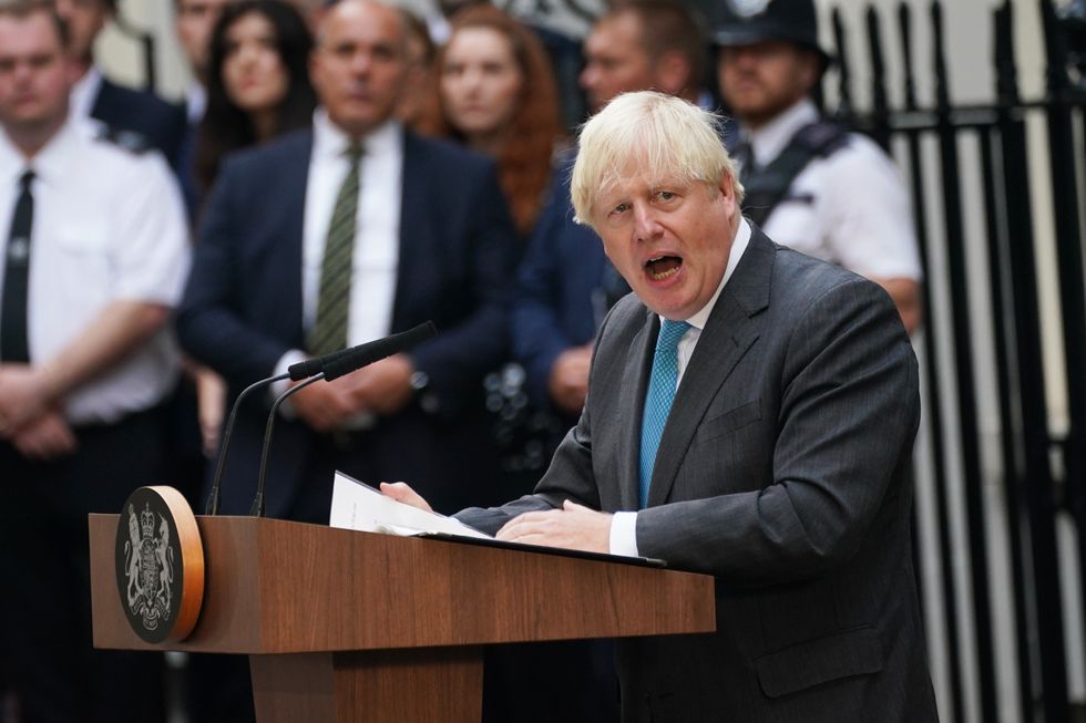 Boris Johnson during his resignation speech