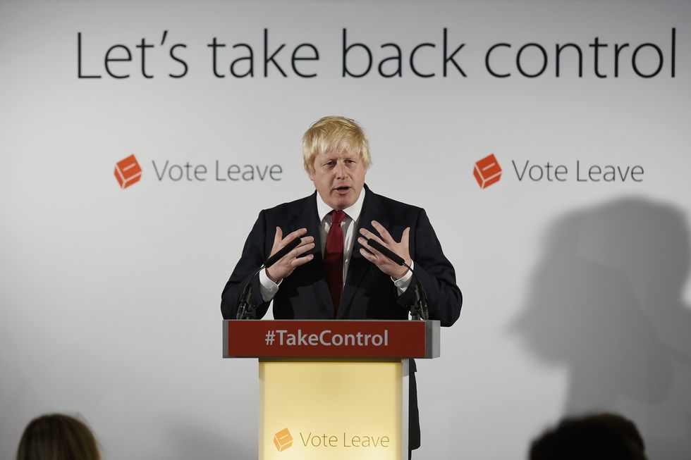 Boris Johnson holds a press conference at Brexit HQ in Westminster, London