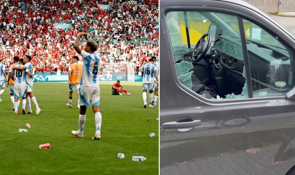 Bottles were thrown at Argentina players in their match against Morocco