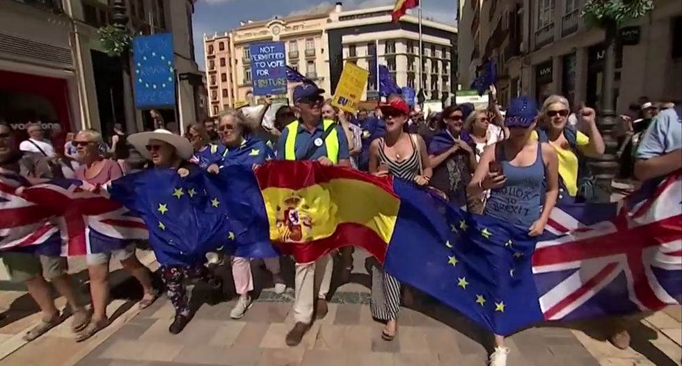 Britons in southern Spain protesting about Brexit