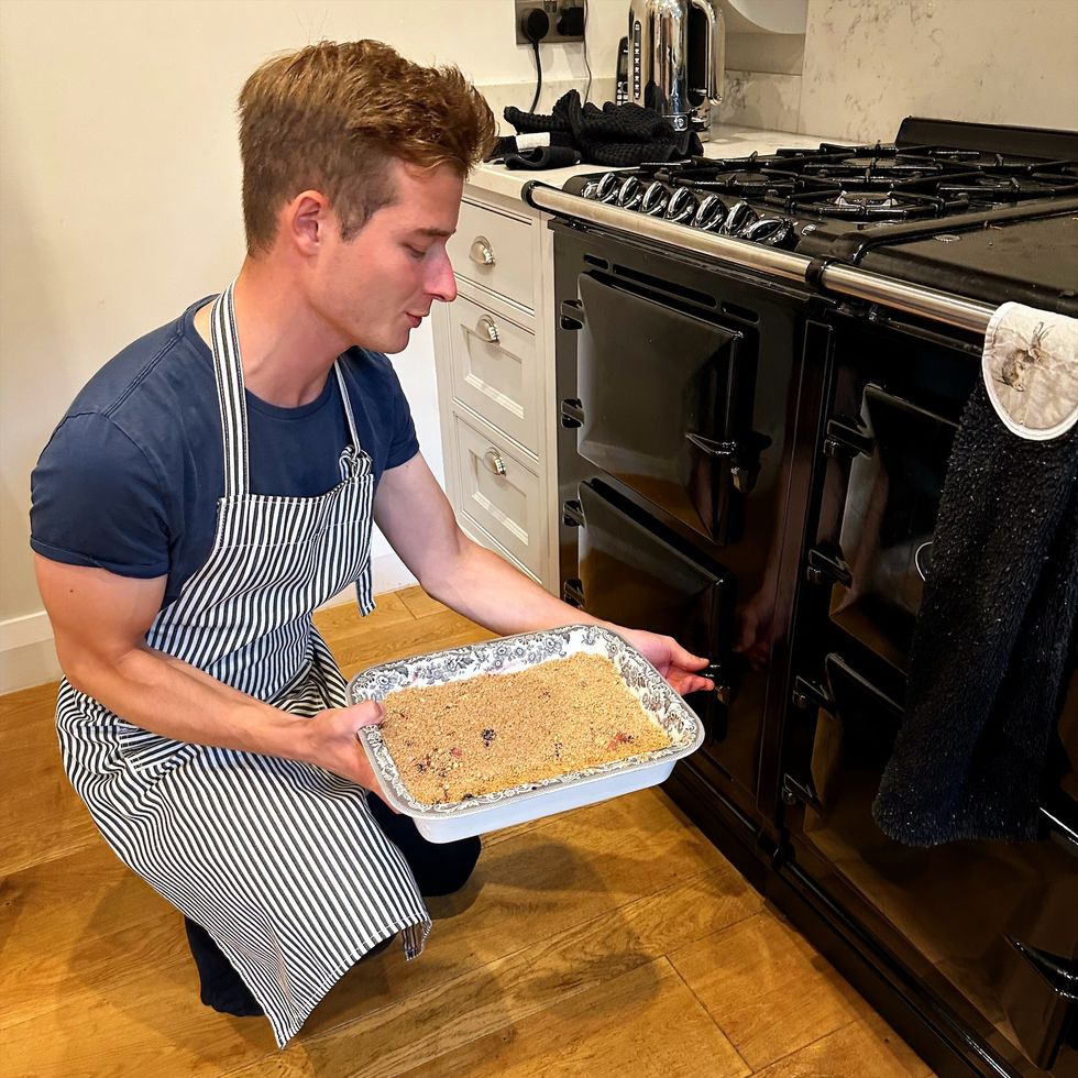 Cameron Walker puts crumble in oven