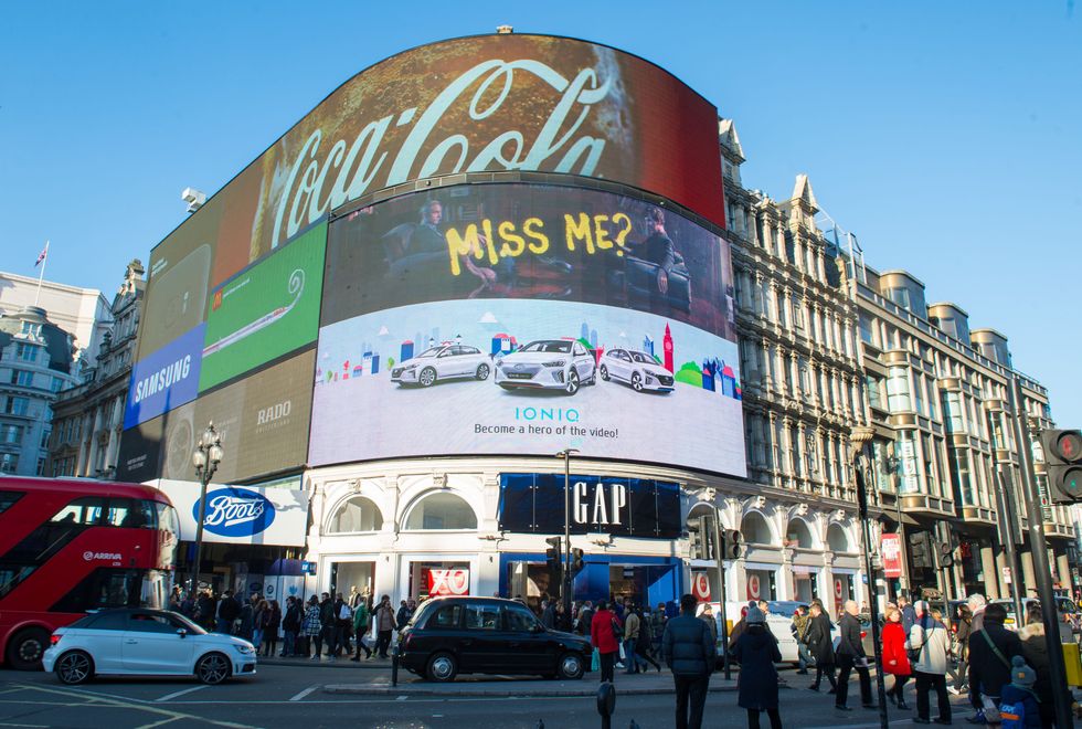 Car advert in Central London