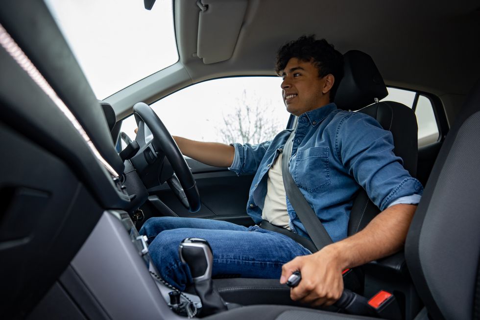 Car with a manual handbrake