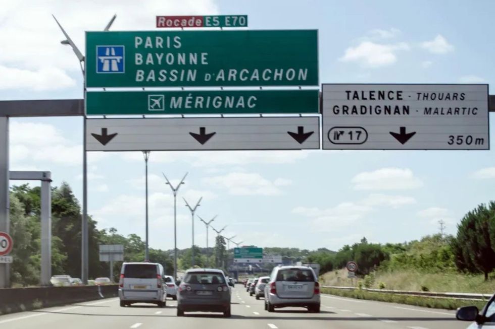 Cars driving on French motorway near Paris