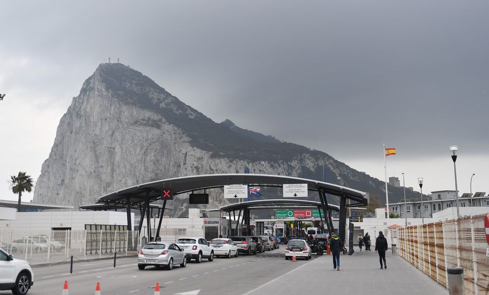 Cars queue up at the Border/Passport control crossing in Gibraltar