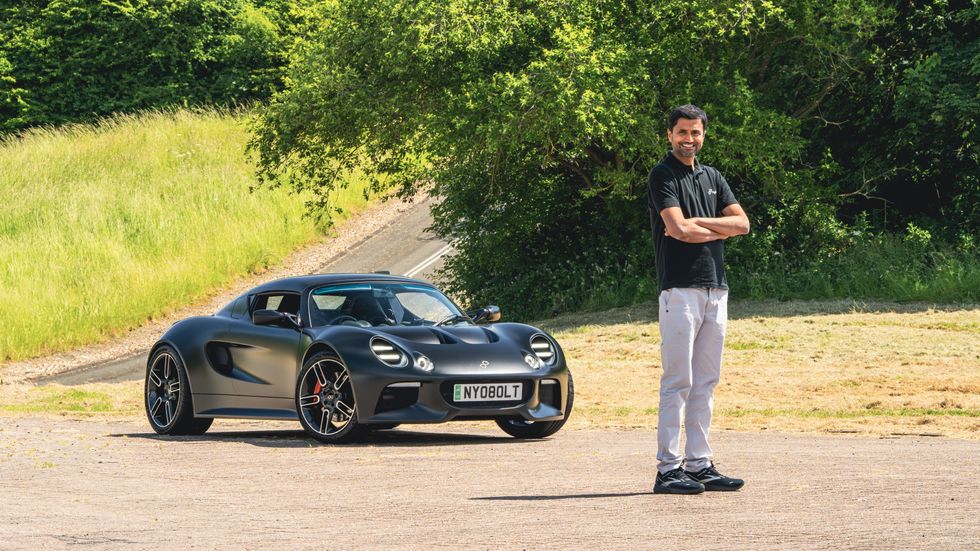 CEO Dr Sai Shivareddy with the Nyobolt EV sportscar prototype\u200b