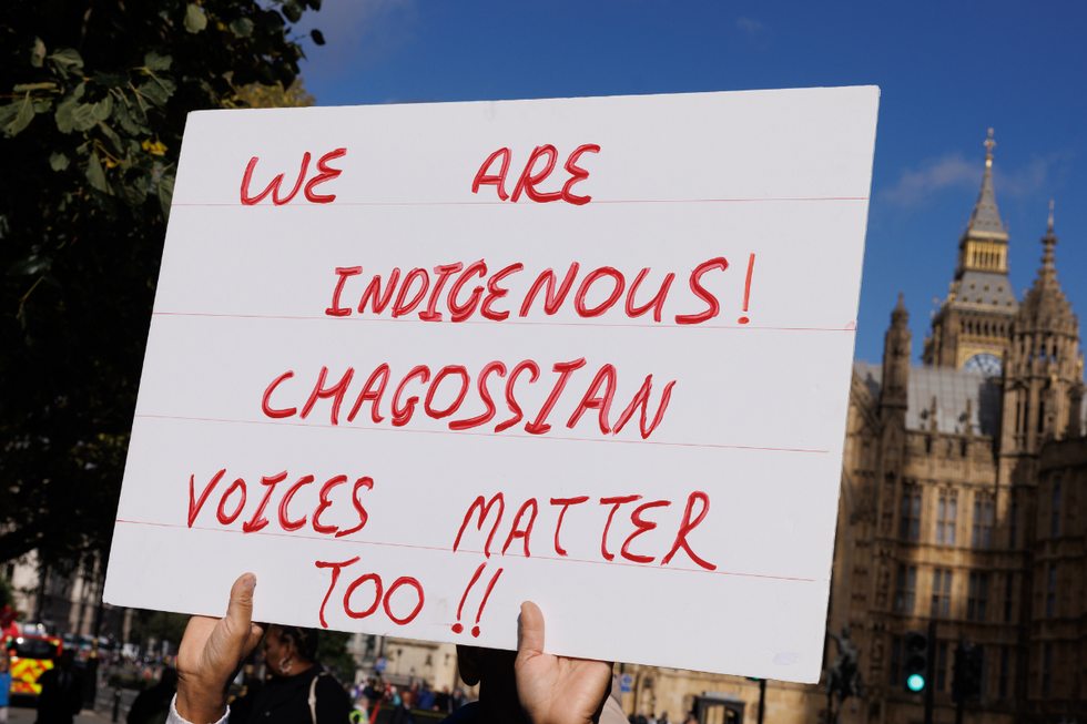 Chagossians demonstrate outside Parliament