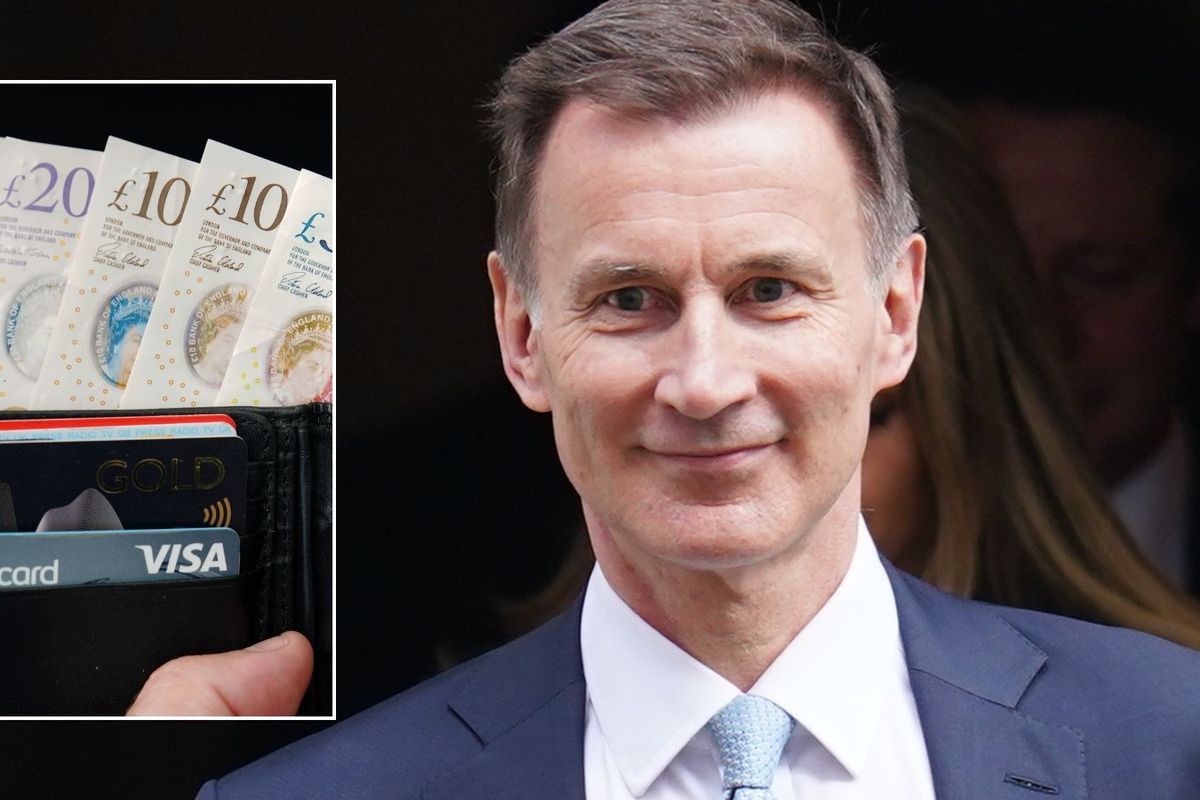 Chancellor Jeremy Hunt and wallet full of money 