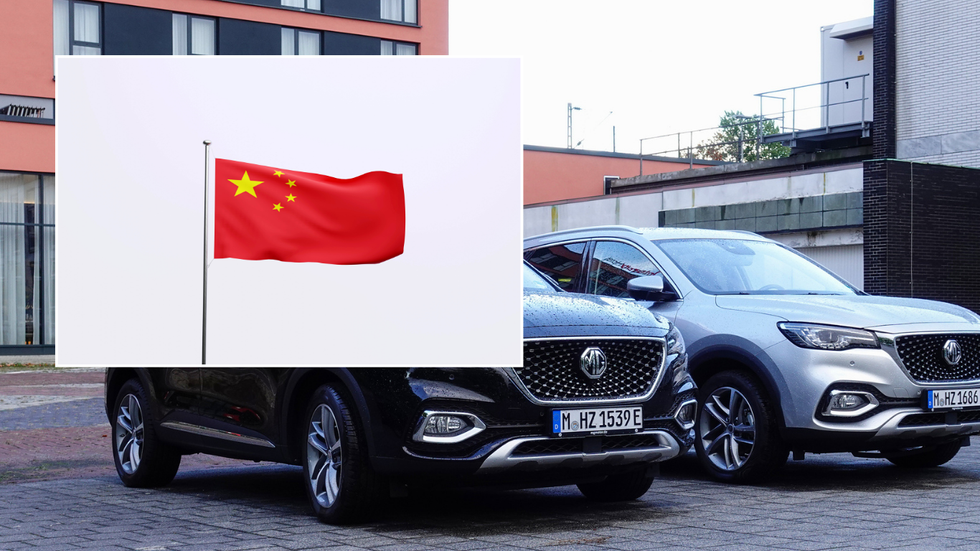 chinese flag and MG vehicles