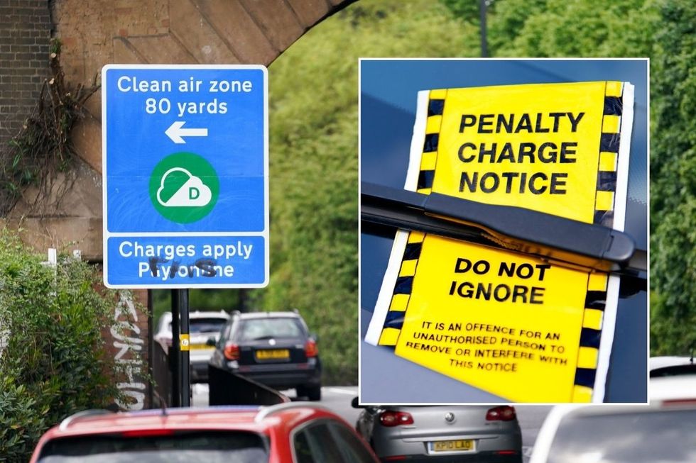 Clean Air Zone sign and traffic fine 