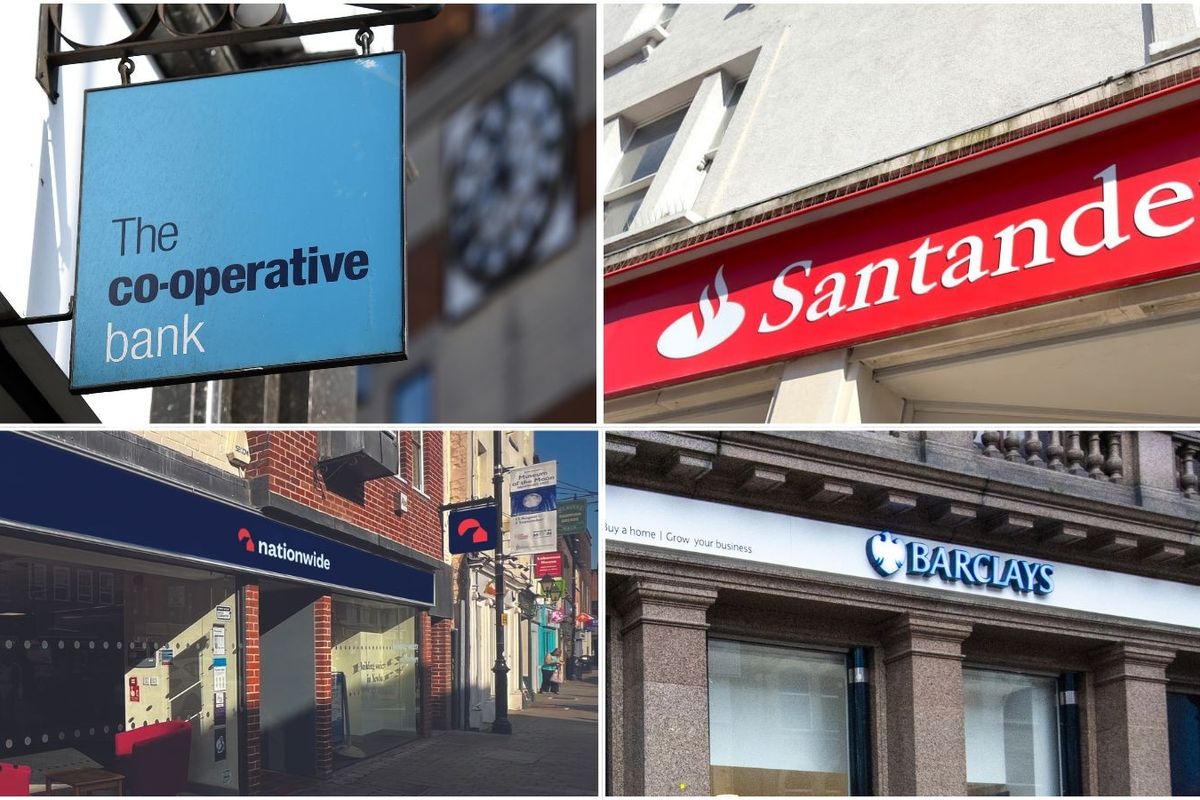 Co-Operative Bank, Santander, Nationwide and Barclays branches 