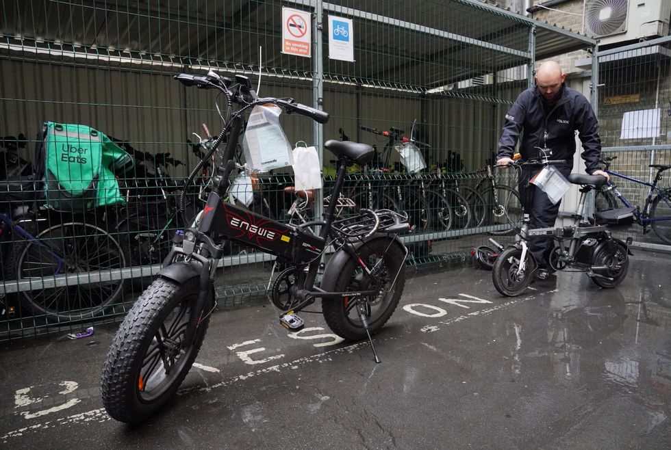 Confiscated e-bikes by police