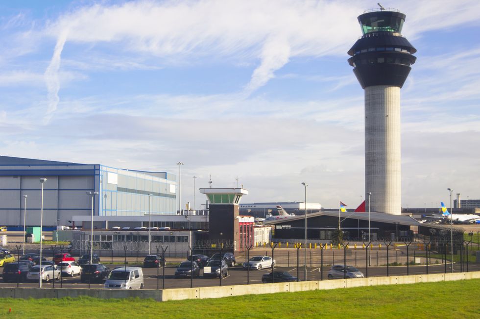 Control tower and terminal buildings at Manchester International Airport