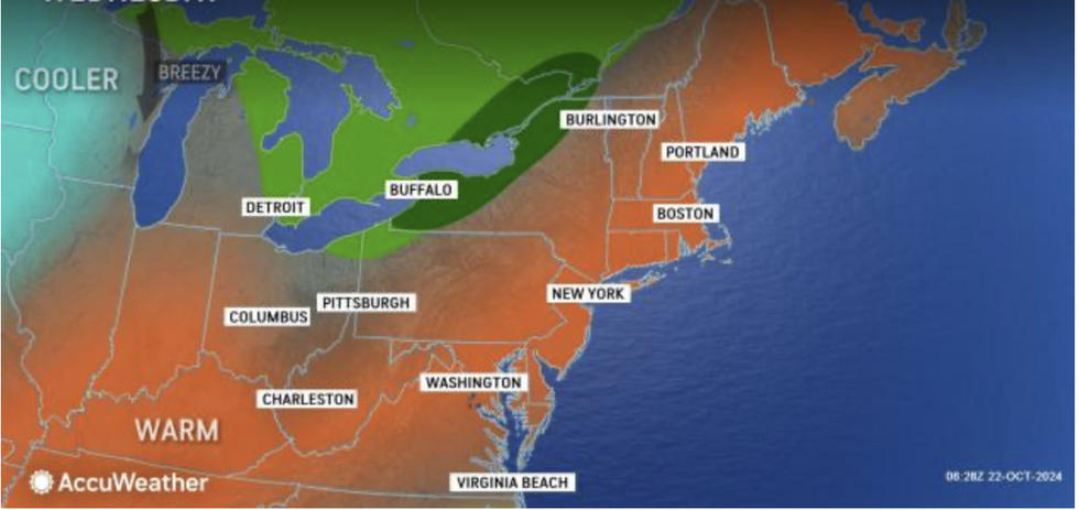 Cooler air moves into warm air