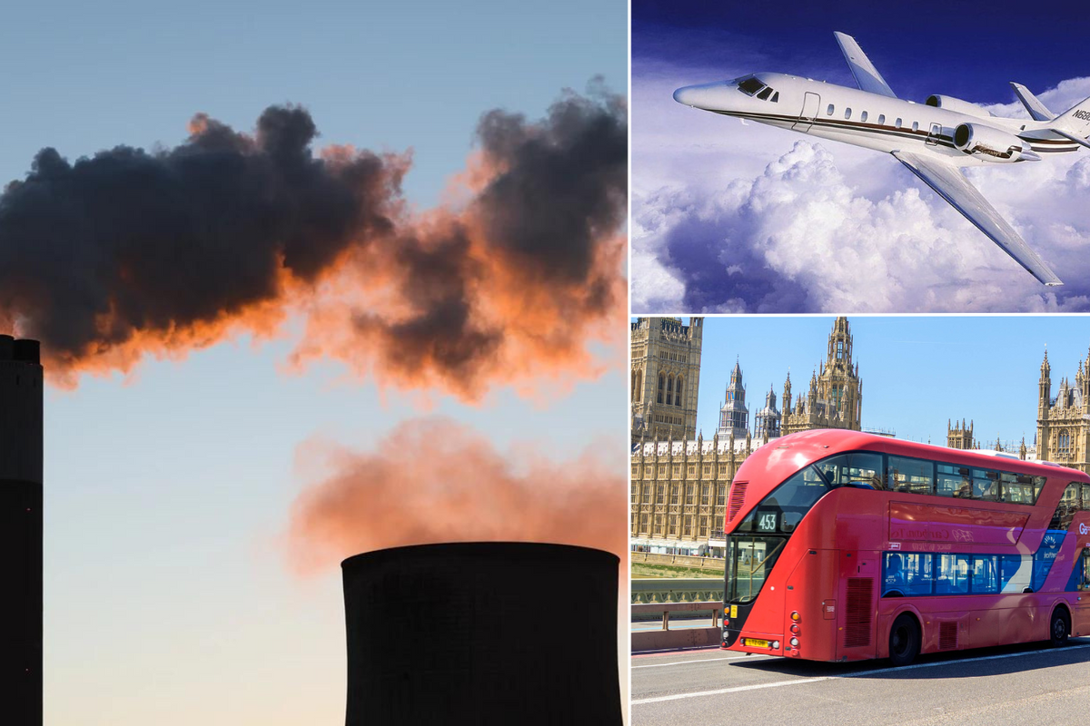 Cooling towers/private jet/London bus