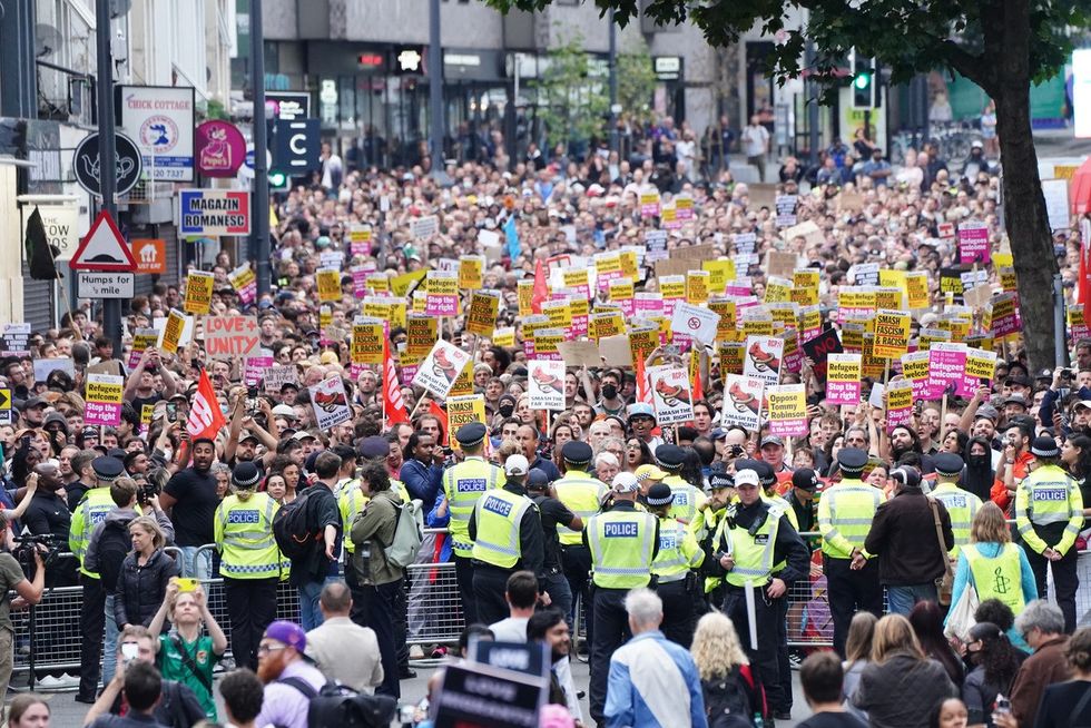 Counter protesters at an anti-immigration protest in Walthamstow