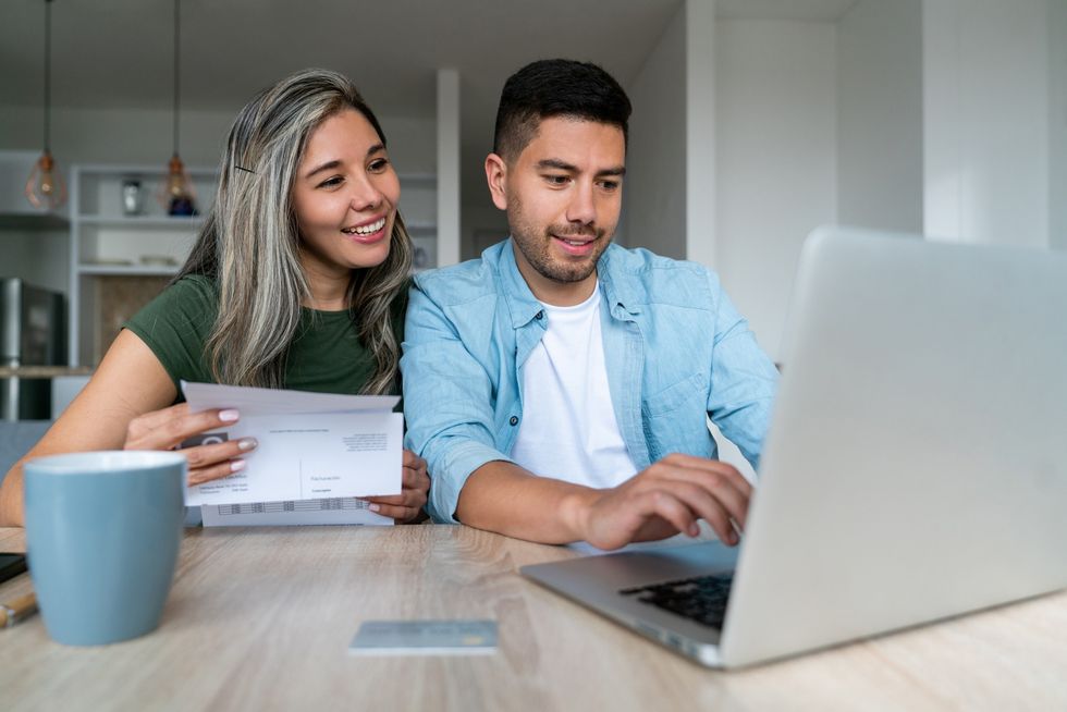 Couple at laptop