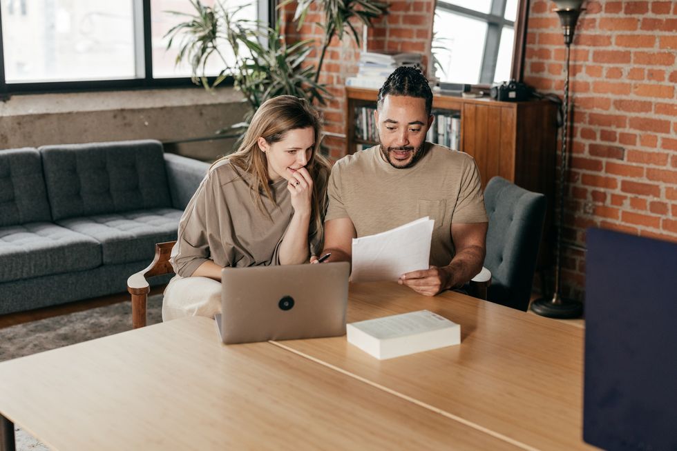 Couple at laptop