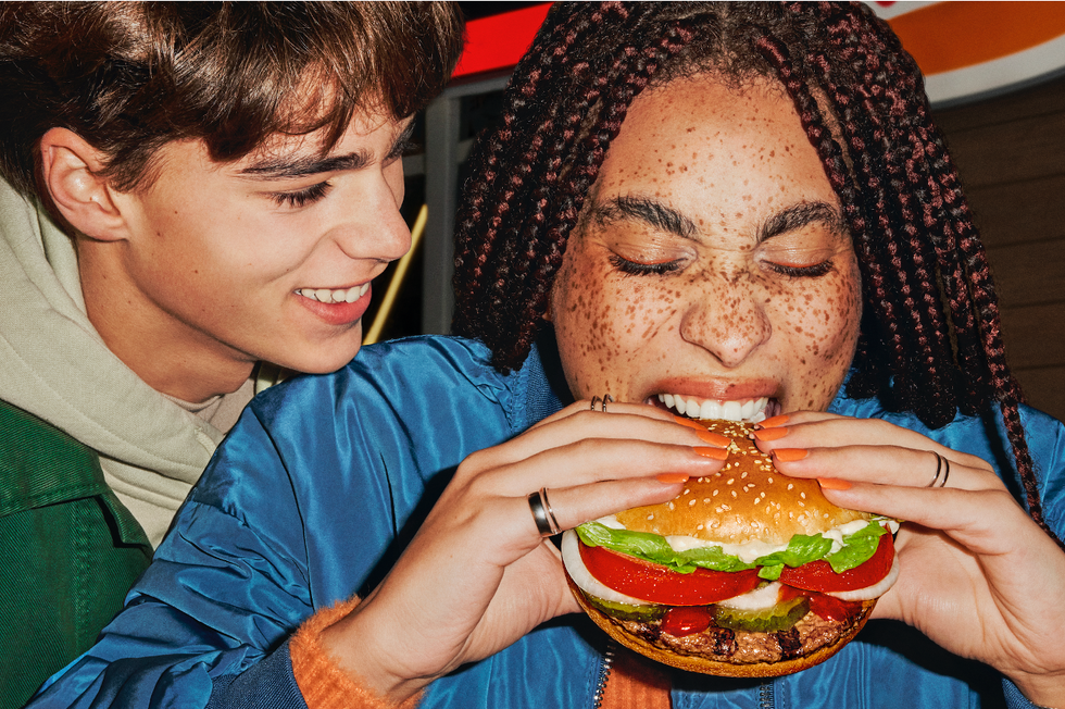 Couple enjoying the new whopper