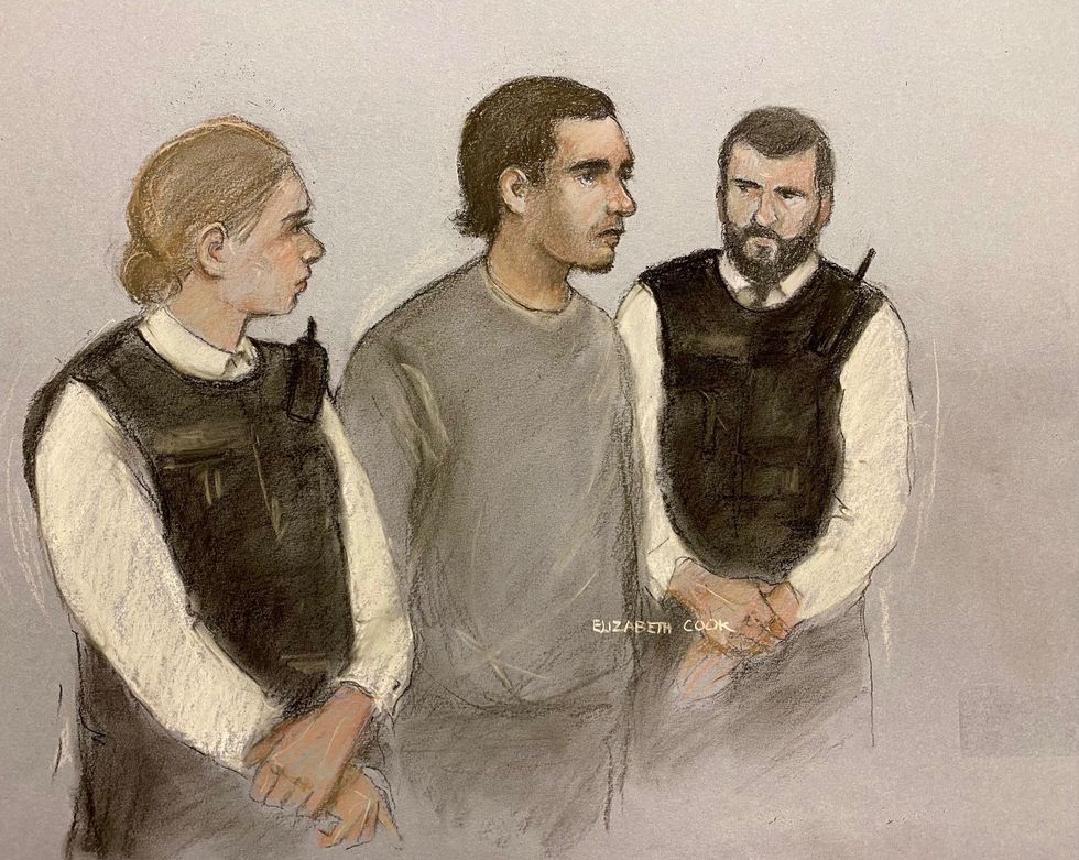 Court artist sketch of defendant Daniel Khalife at Westminster Magistrates' Court