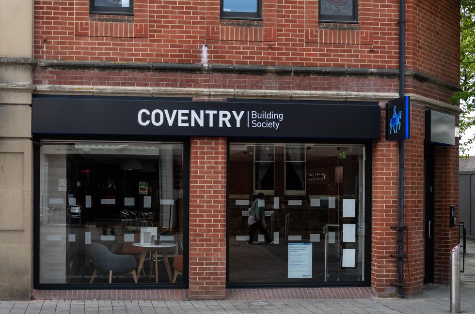 Coventry Building Society logo outside building society branch