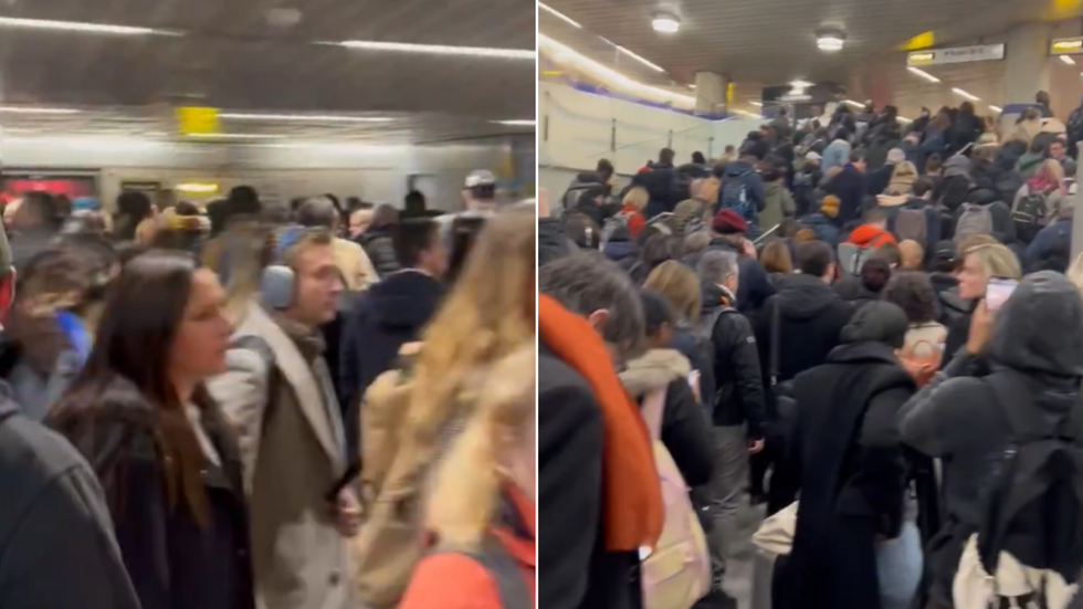 Crowds leaving station