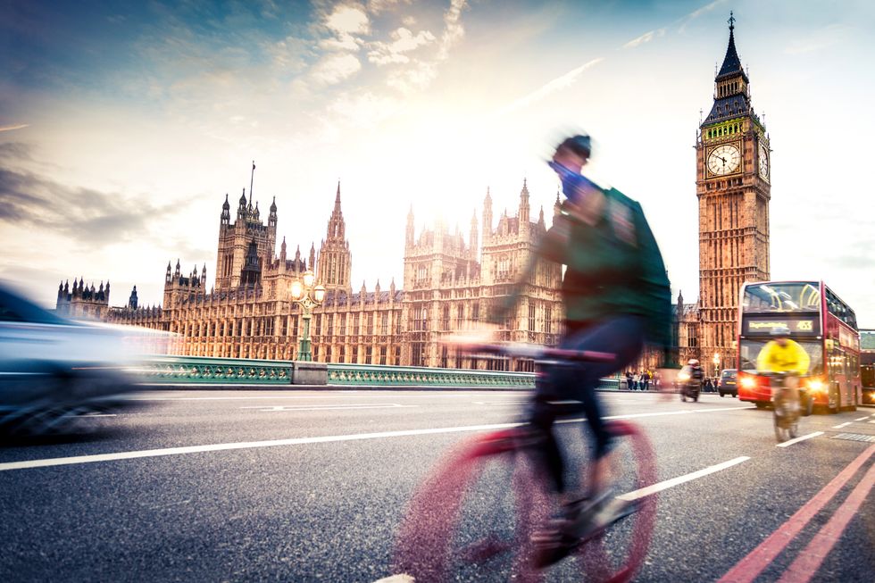 Cyclist outside Big Ben