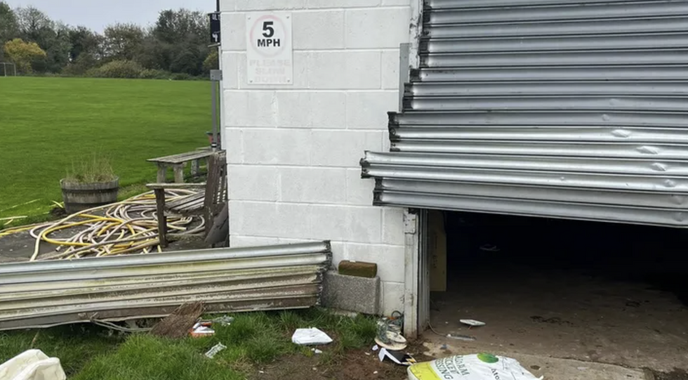 Damaged entrance of the storage facility