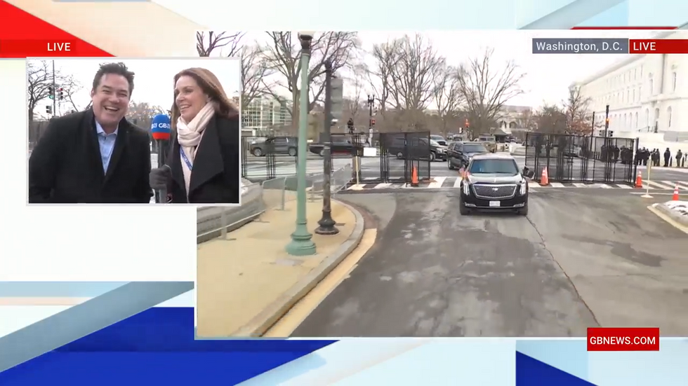 Dean Cain spoke to Bev Turner outside the US Capitol