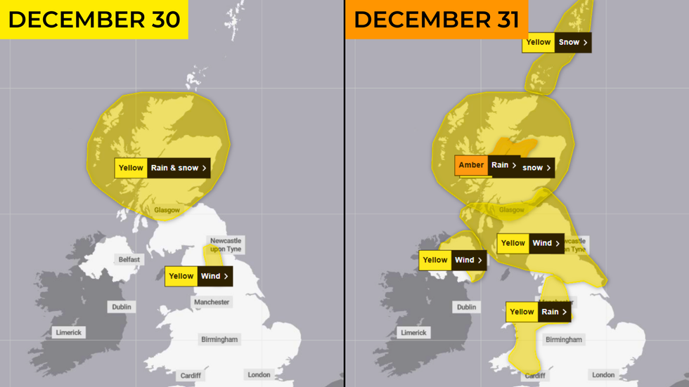 December weather warning maps