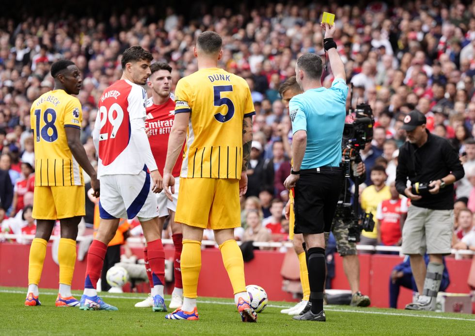 Declan Rice was shown a second yellow vs Brighton